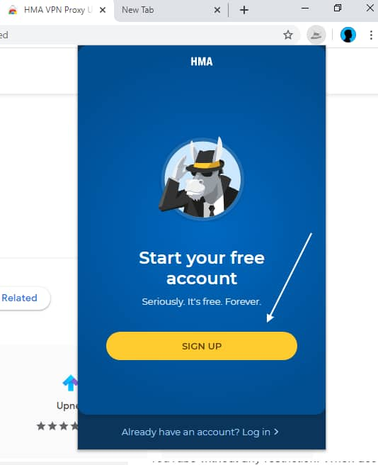 hma chrome extension sign-up