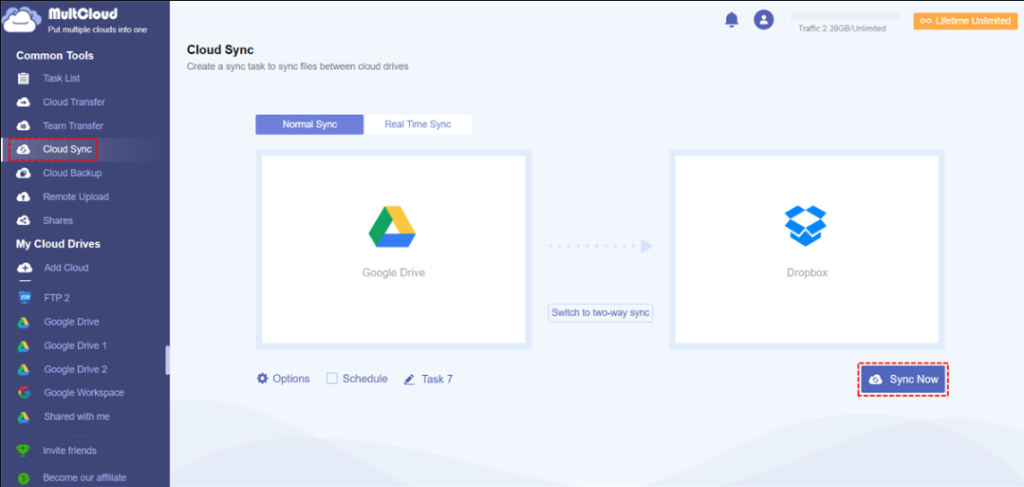 Sync your Google Drive to Dropbox