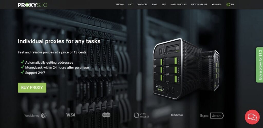 Proxys.io service home page.